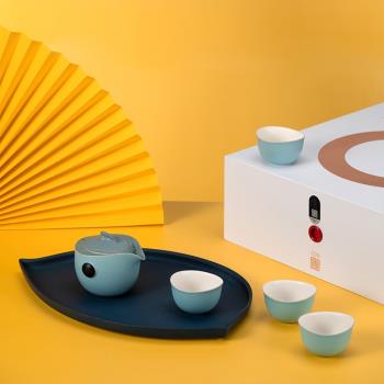 萬仟堂高檔陶瓷茶具套裝家用輕奢簡約功夫茶具茶杯成套茶具飛魚