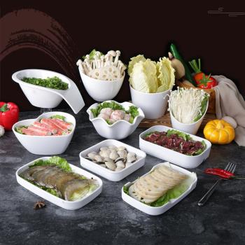 密胺火鍋店白色餐具涮菜盤子烤肉菜盤商用餐盤裝菜碟子配菜蔬菜盤
