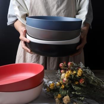 北歐創意餐具陶瓷圓碗10寸湯碗大菜碗沙拉碗盤魚頭碗深盤湯盤家用