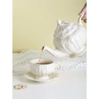 茶咖美器復古手工浮雕陶瓷咖啡杯碟茶壺套裝下午茶紅茶咖啡壺杯
