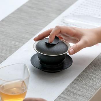 萬仟堂三才蓋碗單個高檔陶瓷功夫茶具茶碗泡茶壺喝茶中式茶具元寶