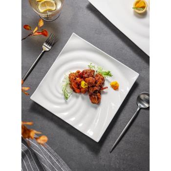 西餐餐盤擺盤五星級酒店高檔餐具會所創意擺盤高顏值方盤牛排盤子
