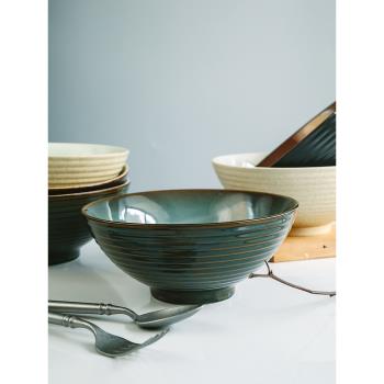 日式窯變陶瓷拉面碗大湯面碗家用牛肉面碗泡面碗水果沙拉碗斗笠碗