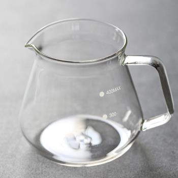 茶咖美器透明方把手美式咖啡壺耐熱玻璃手沖壺分享壺帶刻度引流嘴