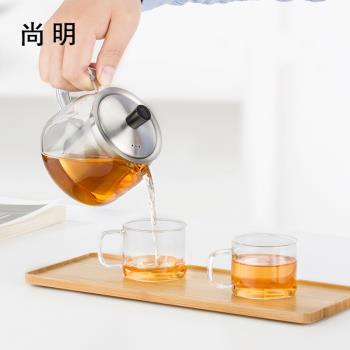 尚明紅茶泡茶器可加熱玻璃茶壺 不銹鋼過濾內膽耐熱玻璃加厚茶具