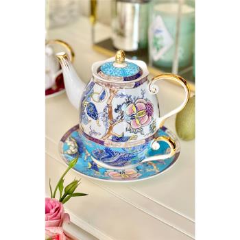 創意高顏值英式花茶具整套帶杯碟國潮單人子母壺套裝陶瓷水果茶壺