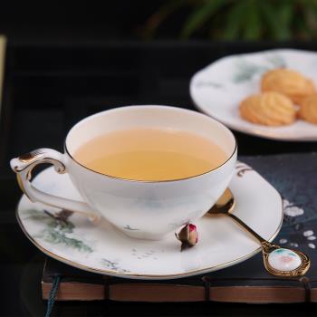 新中式咖啡杯碟套裝奢華骨瓷咖啡杯中國風家用下午茶茶具帶託盤