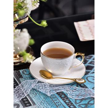 咖啡杯碟套裝歐式小奢華骨瓷花茶杯家用英式輕奢精致下午茶杯帶勺