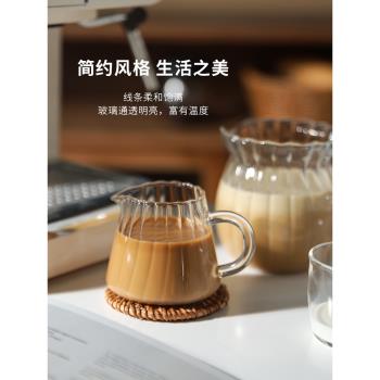舍里 日式條紋小奶壺 耐熱玻璃奶杯小奶盅奶罐濃縮咖啡萃取杯量杯