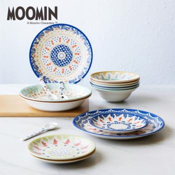 姆明Moomin卡通碗盤餐具套裝禮盒日本進口陶瓷碗大圓盤小吃點心盤