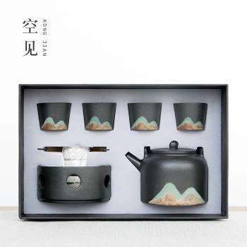 空見 日式茶具套裝4人泡茶套裝小型雙人溫茶爐日系提梁壺陶瓷家用