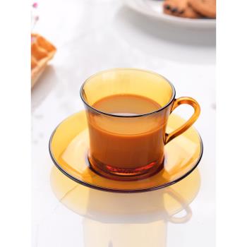 duralex多萊斯法國進口鋼化玻璃咖啡杯碟套裝耐冷耐熱下午茶餐具