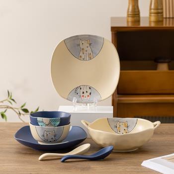 日式餐具一人食碗碟套裝精致高顏值儀式感二人碗可愛一筷一碗一勺