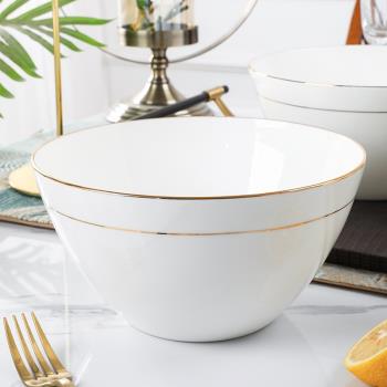 骨瓷大湯碗家用湯盆北歐創意大面碗8英寸單個陶瓷碗純白酸菜魚碗
