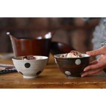 清倉日本制進口Studio M粗陶日式茶杯水玉飯碗湯碗和風拉面碗缽