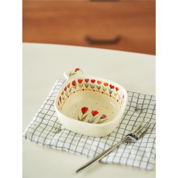 肆月日式田園風早餐碗燕麥碗個人陶瓷碗家用小碗創意個性餐具飯碗