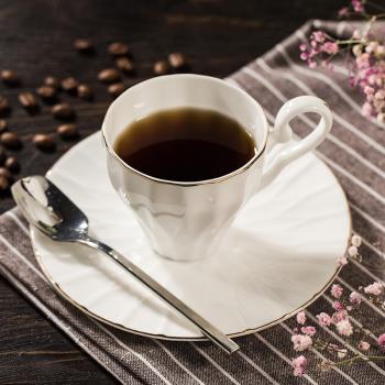 骨瓷咖啡杯碟簡約輕奢家用陶瓷咖啡杯下午茶純白描金商用水杯