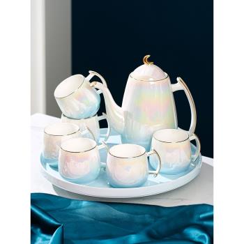輕奢高檔陶瓷茶具套裝家用水杯茶杯待客杯子歐式茶壺結婚喬遷水具