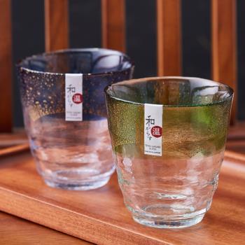 日本佐佐木進口水晶玻璃酒杯和溫燒酎藍綠金箔杯耐熱耐高溫茶杯子