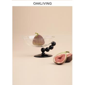 oakliving法式下午茶甜品碗高級感玻璃雪糕麥片水果碗純色小清新