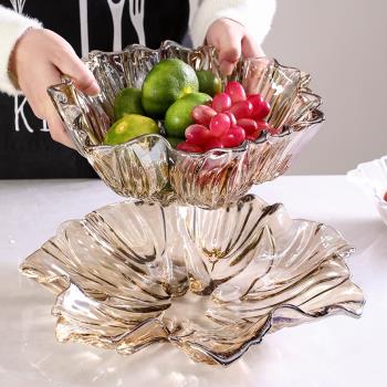 歐式水晶玻璃果盤現代客廳家用水果盤創意茶幾大號輕奢干果零食盤