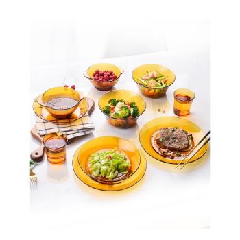 duralex多萊斯法國進口鋼化玻璃碗盤沙拉餐碗雙人歐式餐具10件套