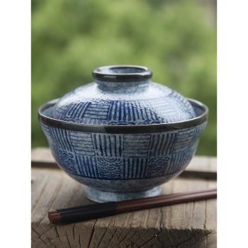 和風四季釉下彩餐具復古6英寸蓋碗湯碗菜碗泡麵碗餐廳家用陶瓷碗