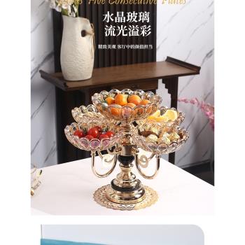 多層乾果零食盤輕奢家用客廳茶幾現代網紅北歐式旋轉水晶玻璃果盤