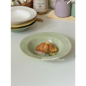 日式復古ins風餐盤高級感餐廳盤子甜品蛋糕盤意面盤草帽異形湯盤