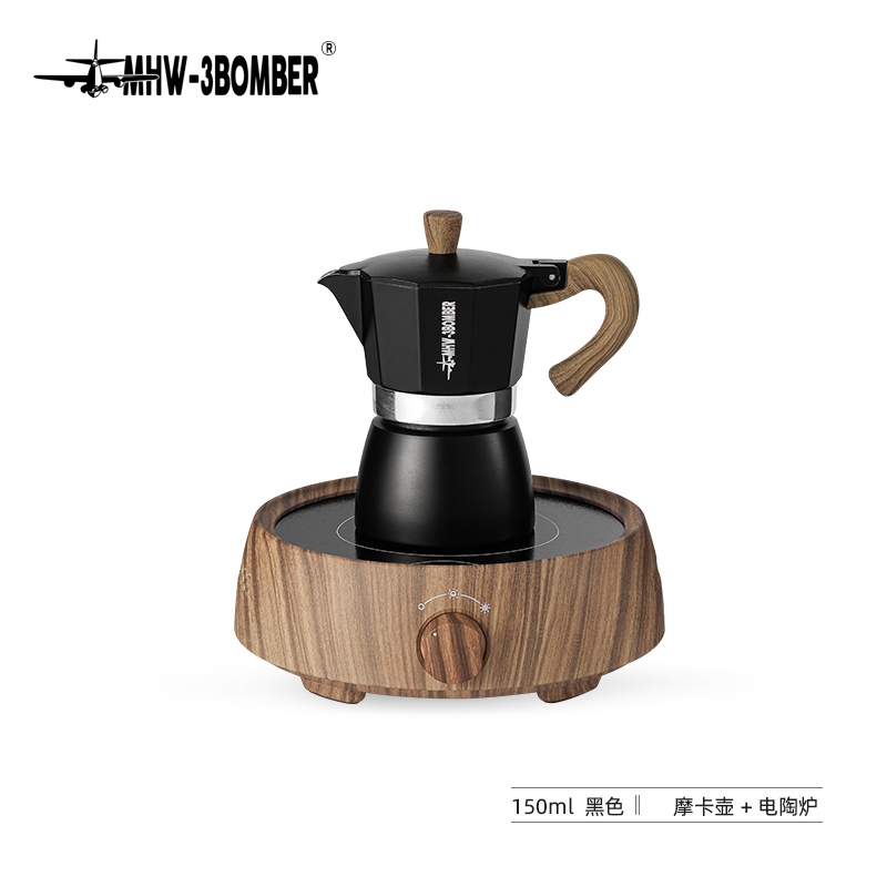 MHW轟炸機摩卡壺手動煮咖啡意式濃縮八角壺電陶爐比樂蒂家用戶外|咖啡壺