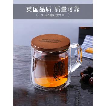 英國LITTLERAINDROP玻璃水杯大容量手柄辦公杯雙層泡茶馬克杯禮物