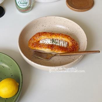 復古ins風芝麻點潑墨湯盤家用深盤菜盤意面盤水果沙拉盤陶瓷日式