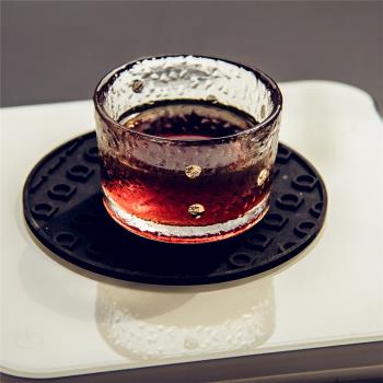 [丁]日式金箔手沖單品咖啡杯小精緻 迷你古法玻璃杯 茶杯個人專用