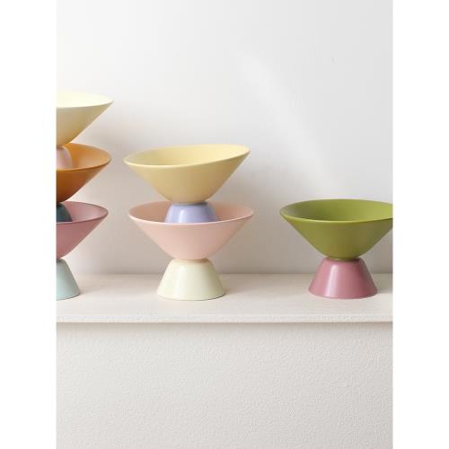 韓式多巴胺雙色冰淇淋雪糕碗高腳家用小食零食甜品早餐燕麥酸奶碗