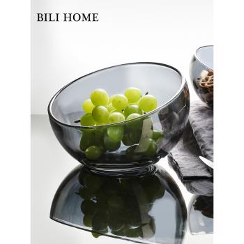 水果盤輕奢高檔簡約家用水晶果盤高級感透明創意玻璃碗客廳糖果盤