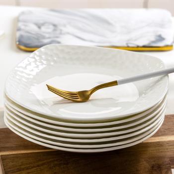 家用盤子菜盤套裝歐式陶瓷碟子創意個性餐具盤組合10只裝圓深湯盤