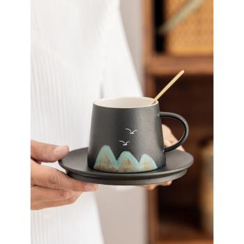 陶瓷咖啡杯辦公高檔中式輕奢杯碟套裝精致高顏值馬克杯小水杯禮盒