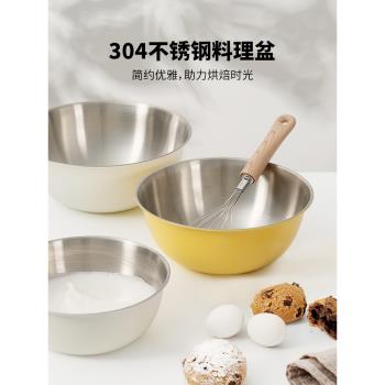 不銹鋼304食品級料理盆打蛋拌菜沙拉碗瀝水和面洗菜盆子家用廚房