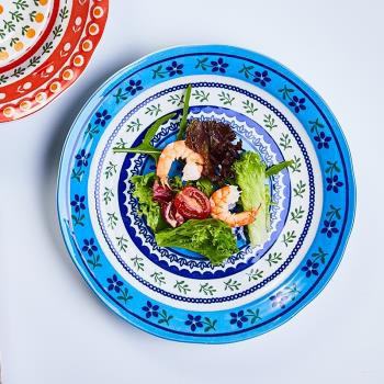 日本進口美濃燒家用日式釉下彩創意花之慶典系列陶瓷餐具圓盤菜盤