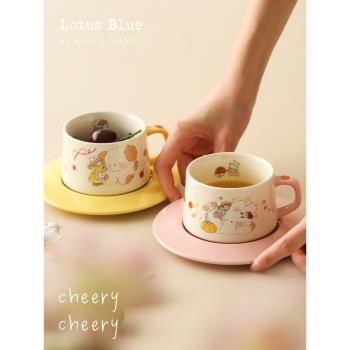 藍蓮花陶瓷咖啡杯碟套裝網紅下午茶杯高顏值設計師咖啡杯馬克杯