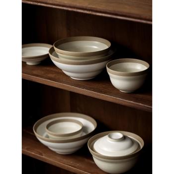 東榮日式陶瓷面碗家用個性創意粗陶碗碟小套裝單個米飯碗大號湯碗