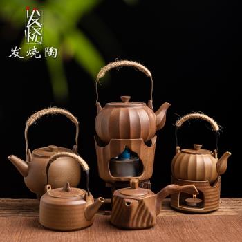 陶迷防燙綁繩復古溫茶爐提樑壺