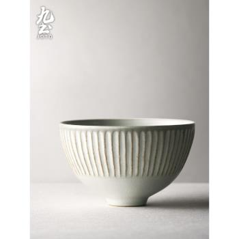 九土日式手工粗陶米飯碗面碗湯碗簡約復古食器單人陶瓷餐具家用厚