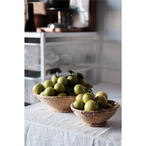 無人問津 津選 日式 竹編籃子 手工竹籃子 高足果籃 竹籃