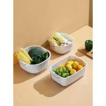 FaSoLa雙層多功能瀝水籃家用洗菜籃塑料水果盤濾水菜簍淘洗菜籃子