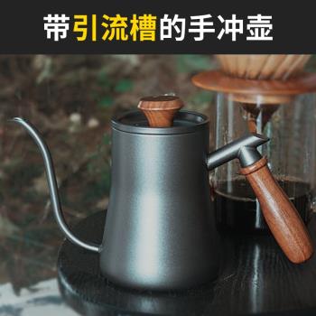 不銹鋼掛耳壺帶刻度手沖咖啡木柄手沖壺咖啡壺細口注水特氟龍防燙