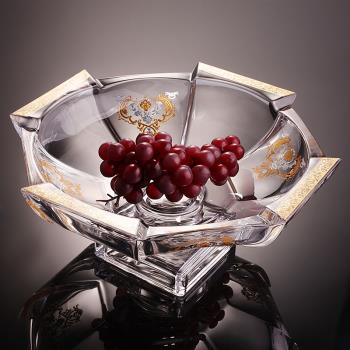 高檔精致歐式水晶玻璃果盤現代輕奢大號家用客廳水果盤喬遷新居