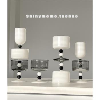 Shinymomo自制ins簡約復古玻璃酒杯小眾酒具器皿牛奶咖啡黑白高杯