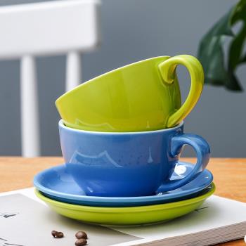 拿鐵咖啡杯大容量歐式高檔精致陶瓷杯子商用下午茶紅茶杯碟勺套裝