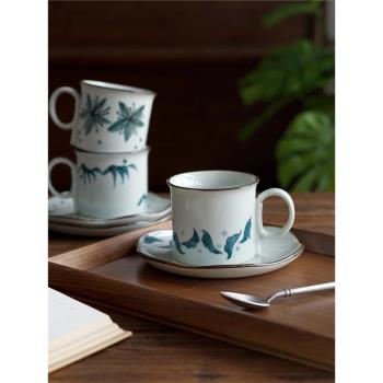 文藝復古青花陶瓷高顏值咖啡杯碟套裝下午花茶杯辦公室水杯馬克杯